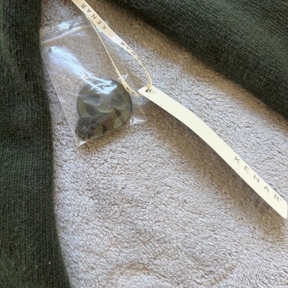 Kenar Cardigan Sweater Size Large Green Lambswool Angora Nylon Single Button - Picture 7 of 11